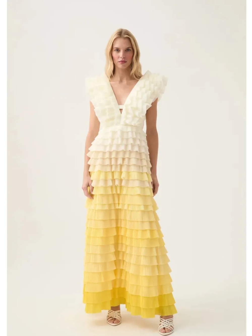 AJE REFLECTION OMBRE GOWN IN IVORY/ACACIA YELLOW, US6, AU10 - Picture 7 of 15